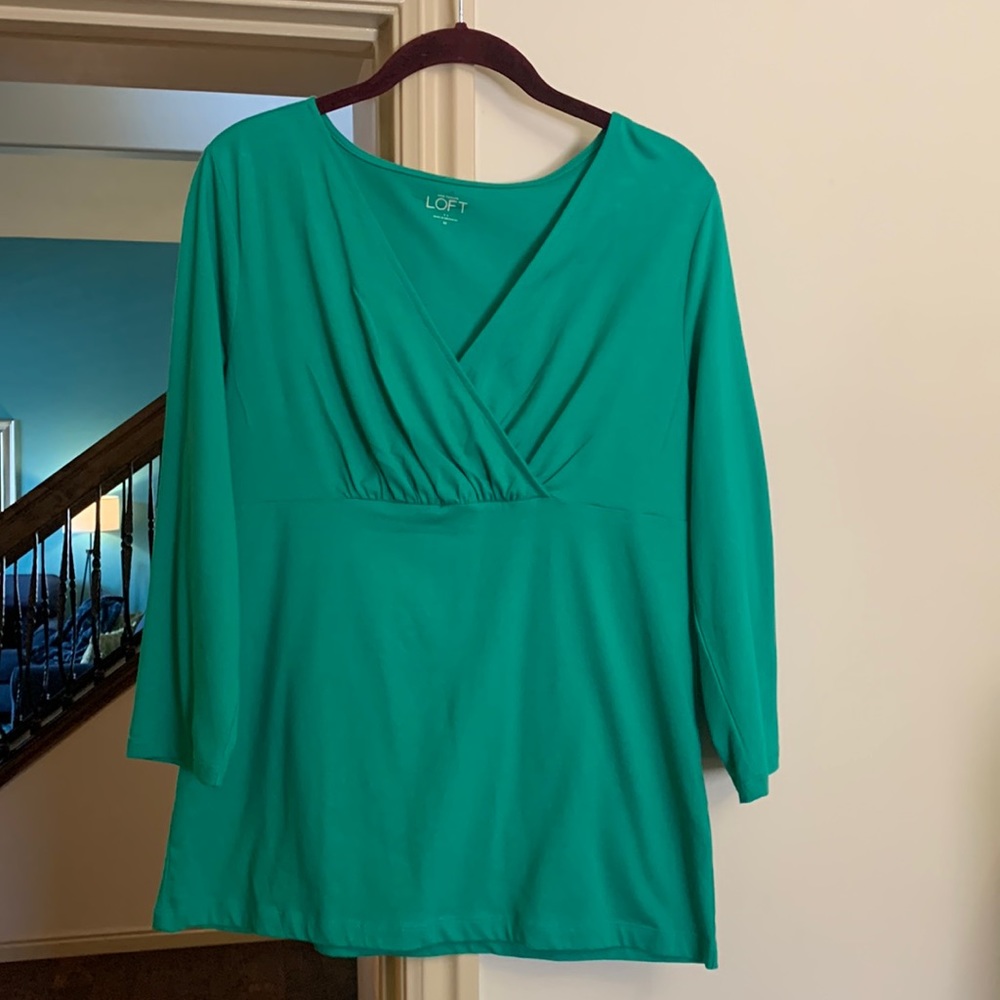 NWOT Ann Taylor Loft jade green 3/4 sleeve top